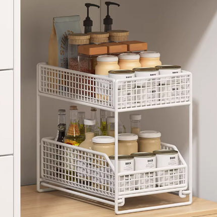 Pull Out Storage Shelf 2 Tier Kitchen Organizer Under Sink Pantry Rack
