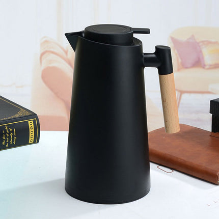 1000ml Vacuum Insulated Thermos Coffee Pot with Wooden Handle Nordic Carafe