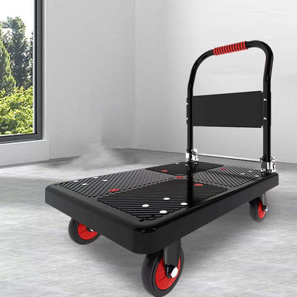 Folding Flatbed Trolley Cart 72x48cm Silent Wheels for Warehouse Home Use