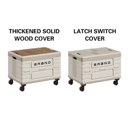 Camping Foldable Storage Box Latch or Wooden Lid Car Boot Tent Outdoor Organiser