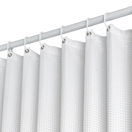 Cold White Waffle Shower Curtain Waterproof Bathroom Curtain Perforation Free