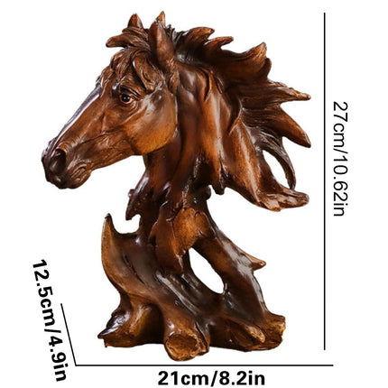 Horse Head Animal Figurine for Office Decoration Realistic Resin Craft for Home