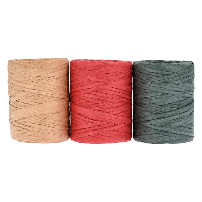 3 Rolls Raffia Paper Rope Gift Wrapping String Decorative Tie for Crafts Packing