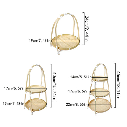 Bamboo Woven Handbasket Round Handle for Snacks Fruits Home Storage Decor