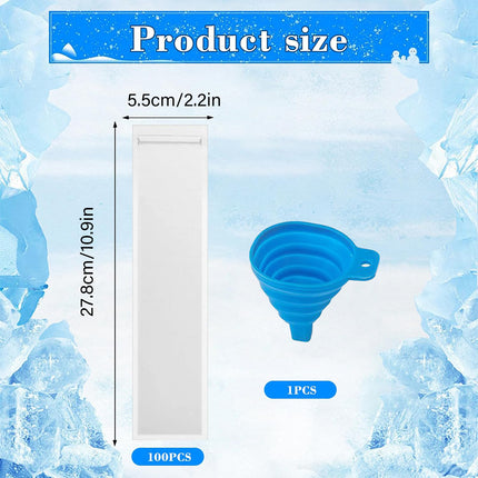 100pcs Disposable Ice Popsicle Bags Clear Plastic Freezer Pop Bags for DIY Snack