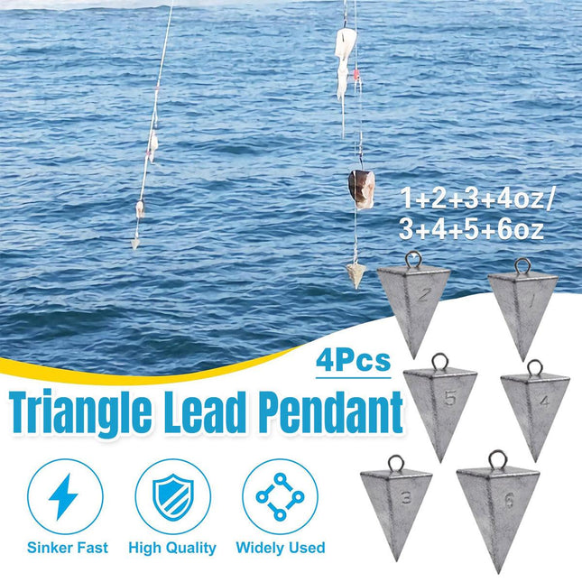 Four Sided Triangular Fishing Lead Sinker with Ring Conical Drop Weight Tackle
