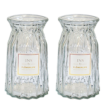 2 Pcs Glass Vase Hydroponic Flower Arrangement Vase for Living Room Decoration