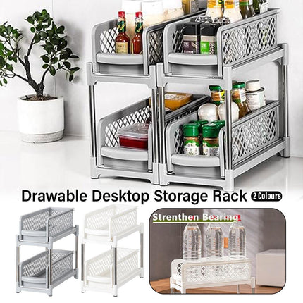 Bathroom Kitchen Sink Storage Rack Drawer Plastic Shelf Seasoning Holder