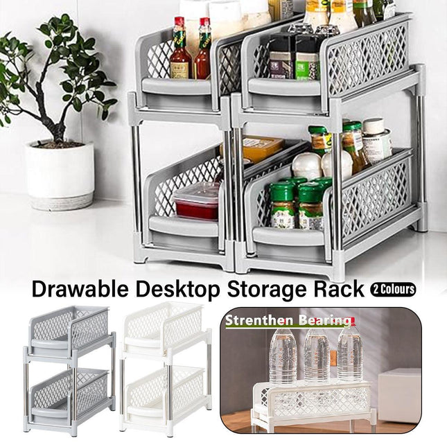 Bathroom Kitchen Sink Storage Rack Drawer Plastic Shelf Seasoning Holder