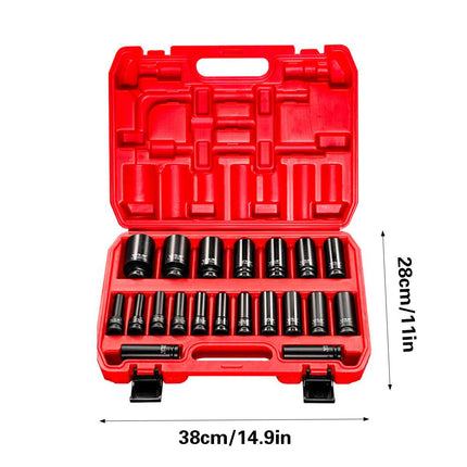 20 Piece Impact Socket Set Half Inch Drive Automotive Repair Workshop Tool Kit