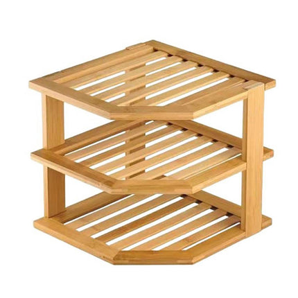 Bamboo 3 Tier Corner Kitchen Storage Shelf Countertop
