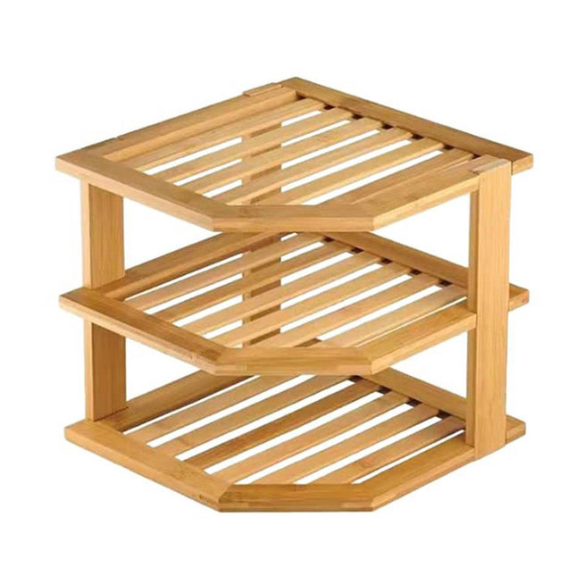 Bamboo 3 Tier Corner Kitchen Storage Shelf Countertop