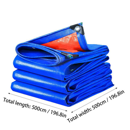 Blue Orange Waterproof Poly Tarp Cover 5x5m