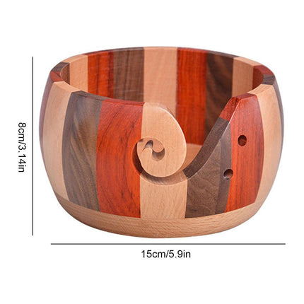 Wooden Round Wool Bowl Wool Storage Bowl Hand Knitting Organizer Home Use
