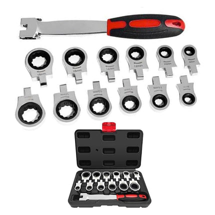12 In 1 Head Changeable Ratchet Box Wrench Set Home Garage Mechanical Tools Kit
