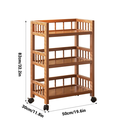 3 Tier Movable Storage Rack with Wheels Sturdy Bamboo for Kitchen Storage Use