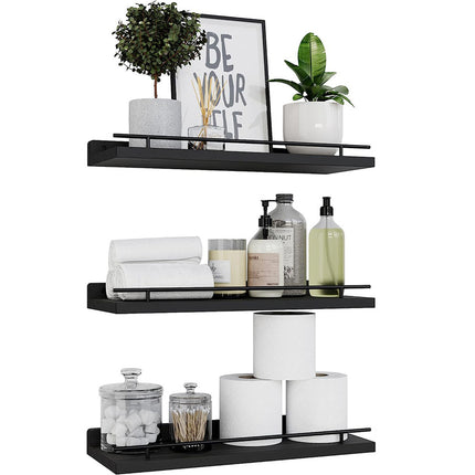 3PCS Wooden Wall Shelves for Bathroom Bedroom Floating Durable For Storage Decor