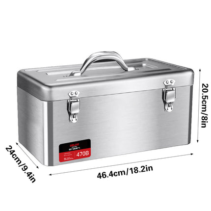 Portable Stainless Steel Toolbox Storage Organizer Durable Hand Carry Tool Case