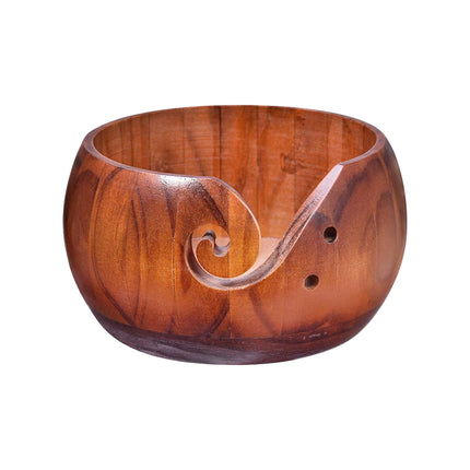 Wooden Round Yarn Bowl Handmade Durable for Knitting Crocheting Craft Use