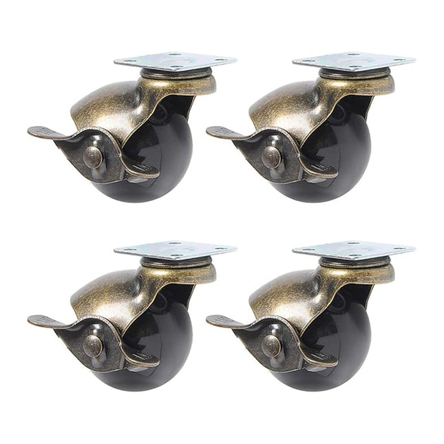 4PCS Bronze Furniture Caster Wheels Spherical PP Sofa Brake Universal Roller Set