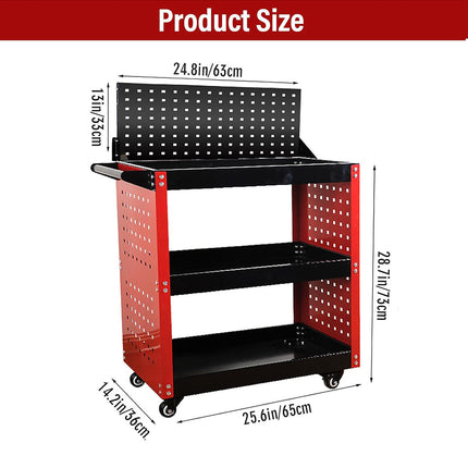 Heavy Duty 3 Tier Tool Cart with Wheels Rolling Work Bench Mechanic Repair Shop