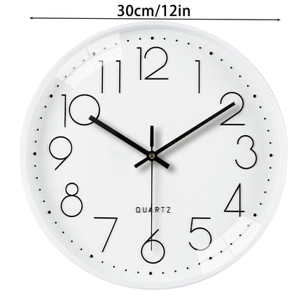 Wall Clock Silent 30cm Round Quartz Hanging Clock for Home Office Living Room