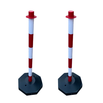 2PCS Safety Delineator Post 82cm Sand-Fillable Base 2 Colours for Crowd Control