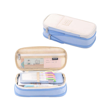 Expandable Canvas Pencil Case 3 Colours Zip Pouch