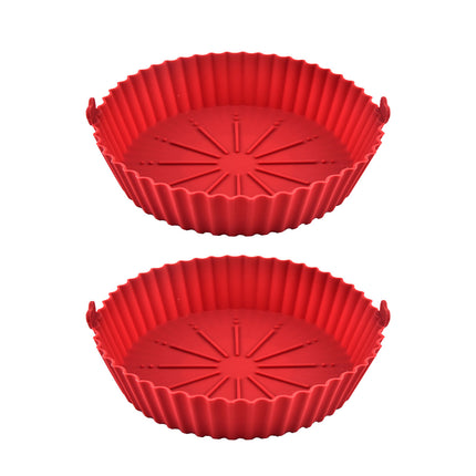 2PCS Silicone Air Fryer Baking Pan Round Household Tray Reusable Non Stick