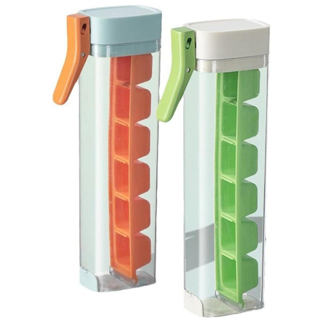 2pcs Press Ice Cube Tray 6 Grid Small Mould with Lid Ice Storage Box for Freezer