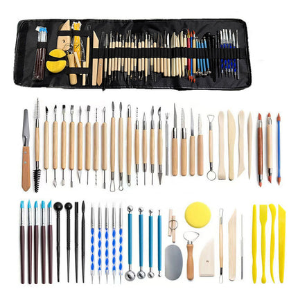 Pottery Clay Tool Set 25 or 61PCS Wooden Handle Sculpting Ceramic Art DIY