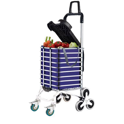 Folding Shopping Trolley Stair-Climbing Cart Lightweight Aluminium Pull Cart