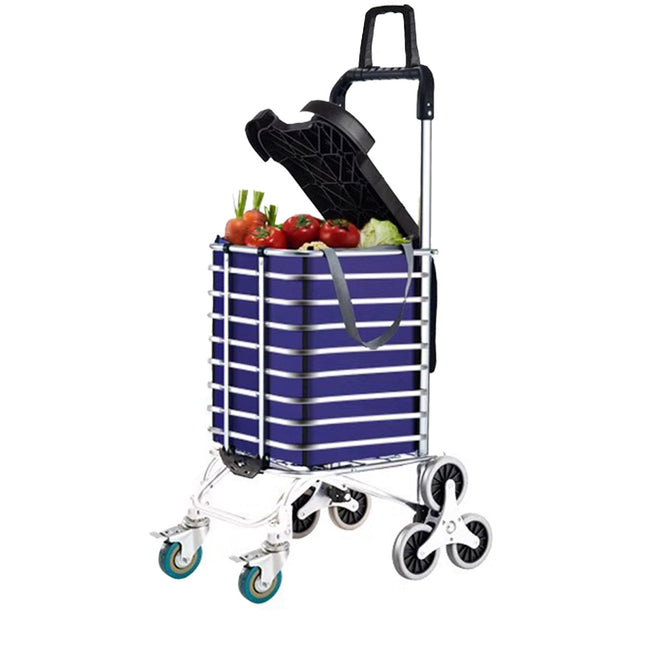 Folding Shopping Trolley Stair-Climbing Cart Lightweight Aluminium Pull Cart