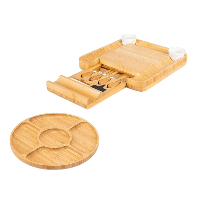 Bamboo Cheese Cutting Board Knife Gift Set Wooden Charcuterie Meat Serving Tray