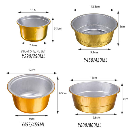 50PCS Thickened Round Aluminum Foil Containers with Plastic Lids