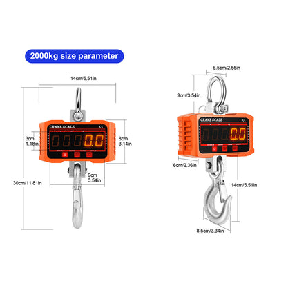 2000kg Electronic Crane Scale Orange LED Remote