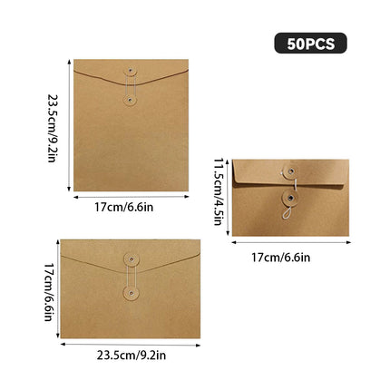 Kraft Paper String Tie Envelopes 3 Size Options