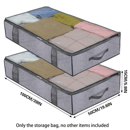 2PCS Clothes Under Bed Storage Bag Wardrobe Dustproof Moisture-proof Organizer Bag