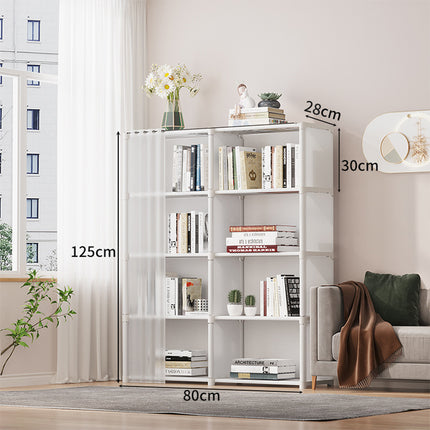 Simple Bookshelf Storage Rack with Dust Proof Curtain for Bedroom Living Room