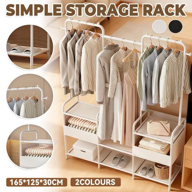 Simple Clothes Rack Steel Frame Non-Woven Fabric Durable for Bedroom Storage Use