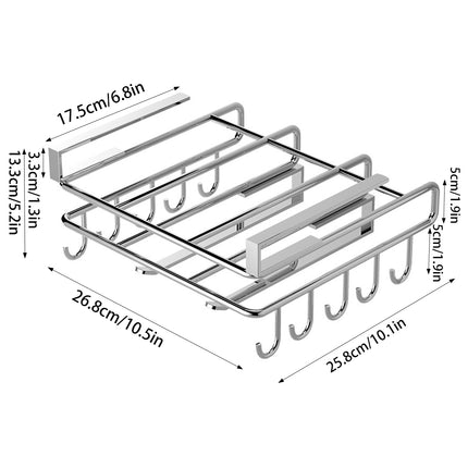Cabinet Hanging Storage Rack Stainless Steel Silver Kitchen Organiser