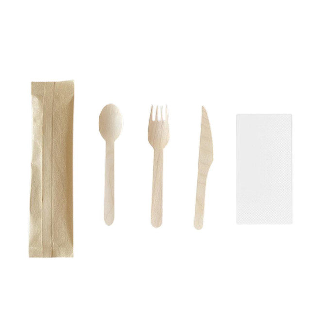 Degradable Wooden Cutlery Set 100pcs Disposable Spoons Forks Knives for Dessert