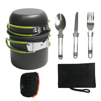 Outdoor Cookware Set for Hiking Picnic Backpacking Portable Pot Tableware Kit