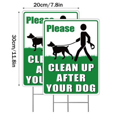 2PCS Clean Up After Your Dog Sign Dog Litter Clean Up Sign 20x30cm Stable Sturdy
