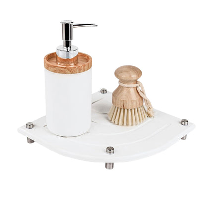 Drain Mat Tray Set Countertop Dish Drying Organizer With Metal Feet For Kitchen