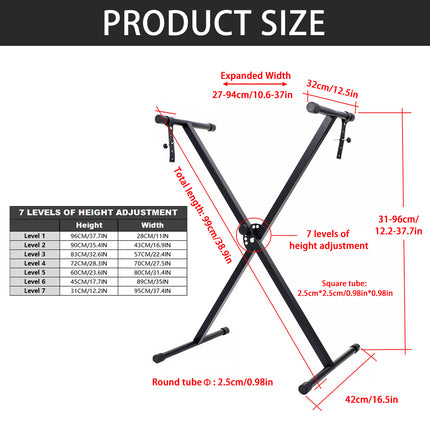 X-type Electronic Keyboard Stand Adjustable Height for Piano Keyboard Studio