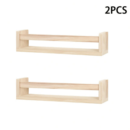 2PCS Solid Wood Wall Mounted Shelf Sturdy Durable Easy Installation Home Decor