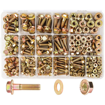521pcs 8.8 Grade Zinc Plated Flange Bolt Nut Washer Assortment Kit M6 M8 M10