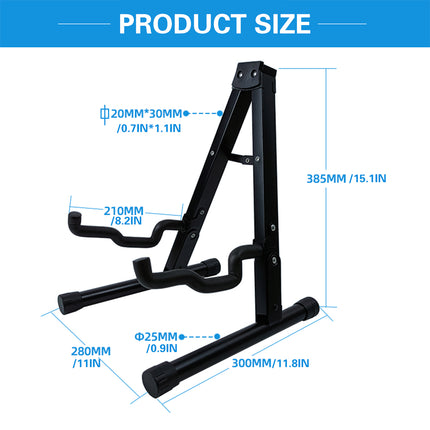 Folding Double Guitar Stand Floor Rack Electric Acoustic Bass Gig Holder Mount