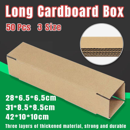 50pcs Long Strip Carton Flat Square Durable Shipping Boxes for Packaging Storage